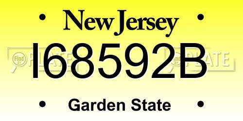 I68592B New Jersey License Plate