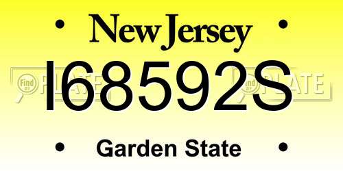 I68592S New Jersey License Plate