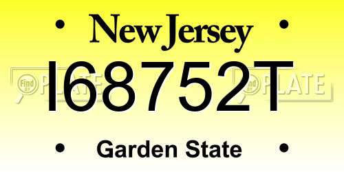 I68752T New Jersey License Plate