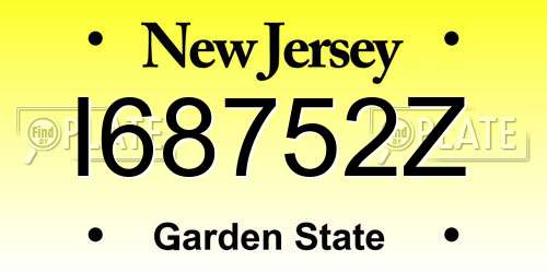 I68752Z New Jersey License Plate