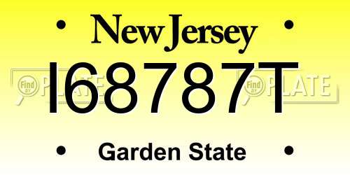I68787T New Jersey License Plate