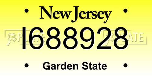 I688928 New Jersey License Plate