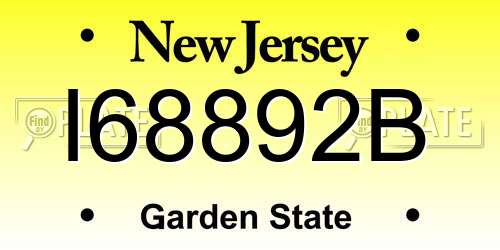 I68892B New Jersey License Plate