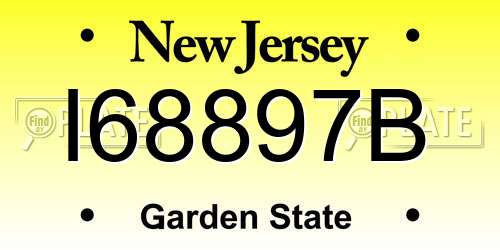 I68897B New Jersey License Plate