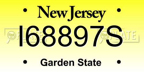 I68897S New Jersey License Plate
