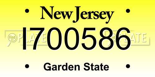 I700586 New Jersey License Plate