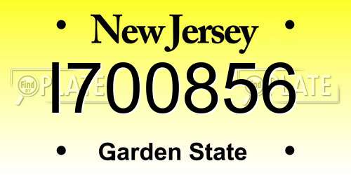 I700856 New Jersey License Plate