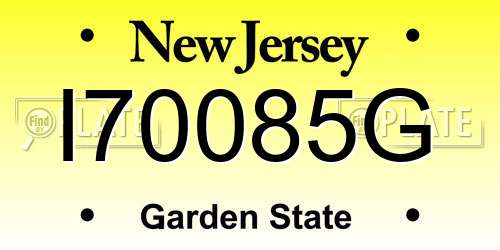 I70085G New Jersey License Plate