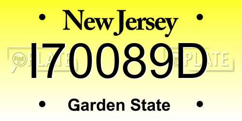 I70089D New Jersey License Plate