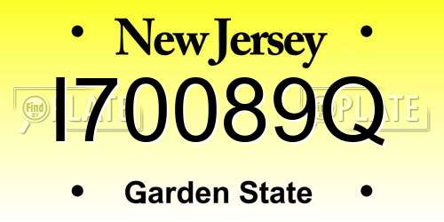 I70089Q New Jersey License Plate