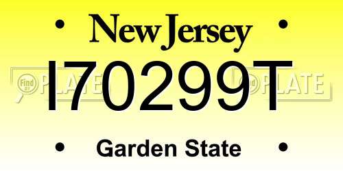 I70299T New Jersey License Plate