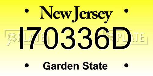 I70336D New Jersey License Plate