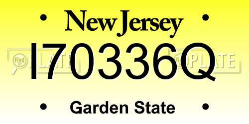 I70336Q New Jersey License Plate