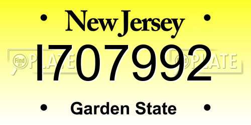 I707992 New Jersey License Plate