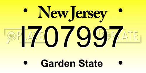 I707997 New Jersey License Plate