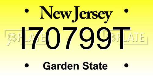 I70799T New Jersey License Plate