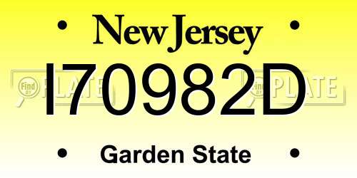 I70982D New Jersey License Plate