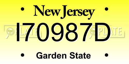 I70987D New Jersey License Plate