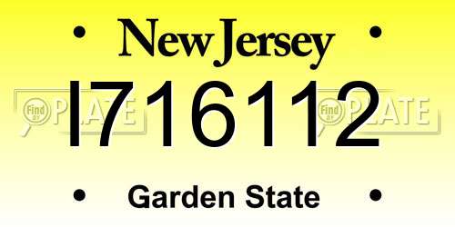I716112 New Jersey License Plate