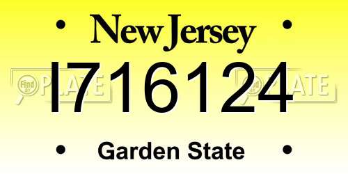 I716124 New Jersey License Plate