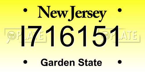 I716151 New Jersey License Plate