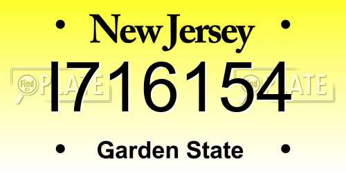 I716154 New Jersey License Plate