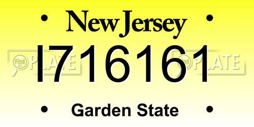 I716161 New Jersey License Plate