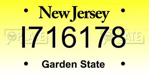 I716178 New Jersey License Plate