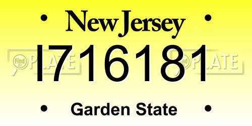 I716181 New Jersey License Plate