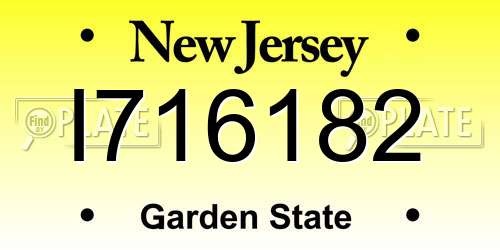 I716182 New Jersey License Plate