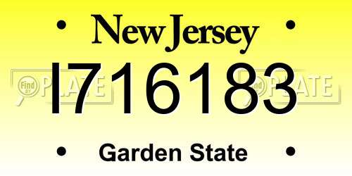 I716183 New Jersey License Plate