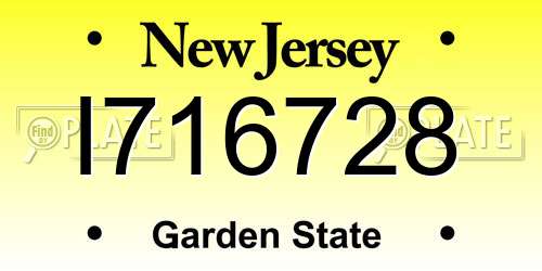 I716728 New Jersey License Plate
