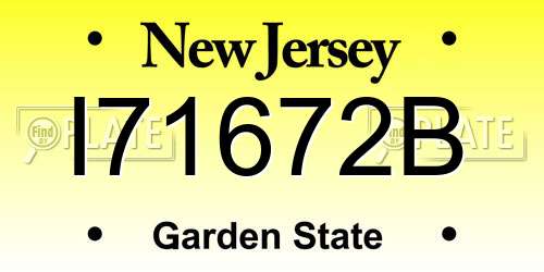 I71672B New Jersey License Plate