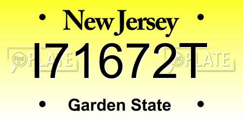 I71672T New Jersey License Plate