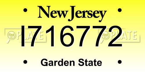 I716772 New Jersey License Plate