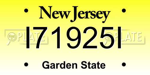 I71925I New Jersey License Plate