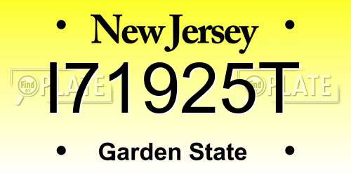 I71925T New Jersey License Plate