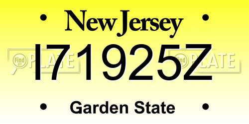 I71925Z New Jersey License Plate