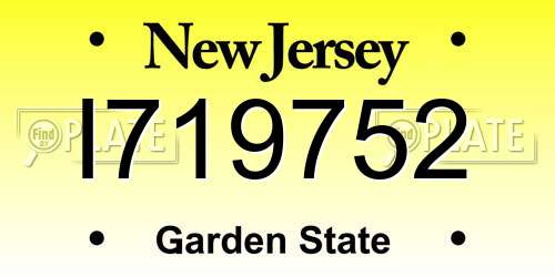 I719752 New Jersey License Plate