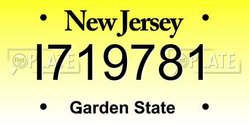 I719781 New Jersey License Plate