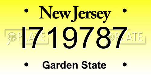 I719787 New Jersey License Plate