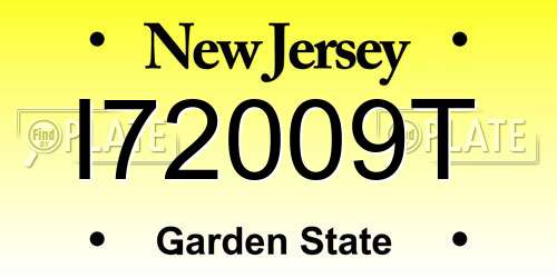 I72009T New Jersey License Plate