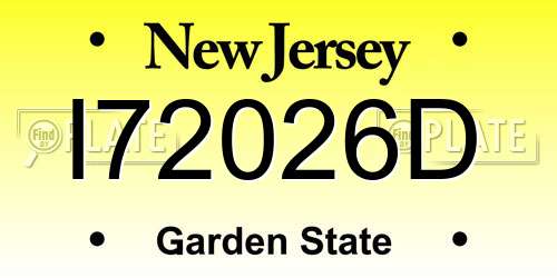 I72026D New Jersey License Plate