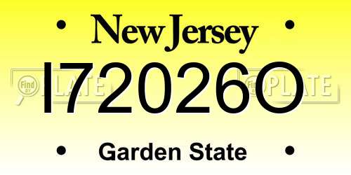 I72026O New Jersey License Plate