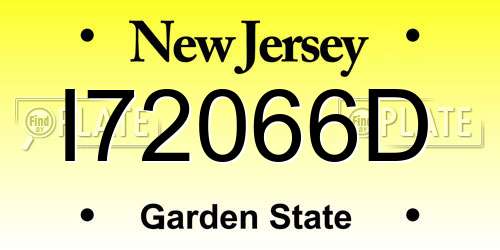 I72066D New Jersey License Plate