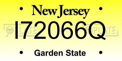 I72066Q New Jersey License Plate