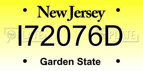 I72076D New Jersey License Plate