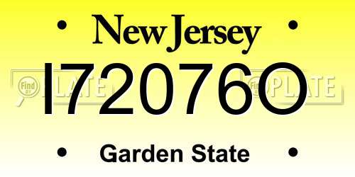 I72076O New Jersey License Plate
