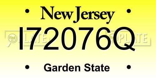 I72076Q New Jersey License Plate