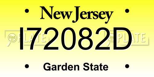 I72082D New Jersey License Plate